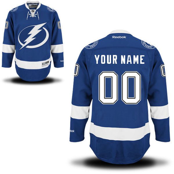 Reebok Tampa Bay Lightning Men Premier Home Custom NHL Jersey - Blue->->Custom Jersey